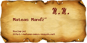 Mateas Manó névjegykártya